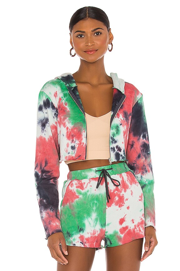 view 1 of 4 УКОРОЧЕННОЕ ХУДИ CHARLI in Green Multi