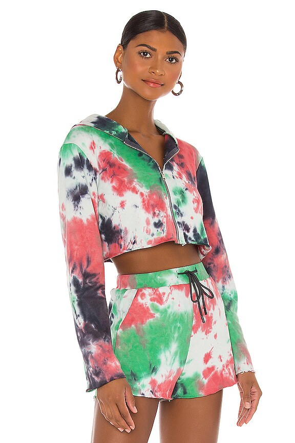 view 2 of 4 УКОРОЧЕННОЕ ХУДИ CHARLI in Green Multi