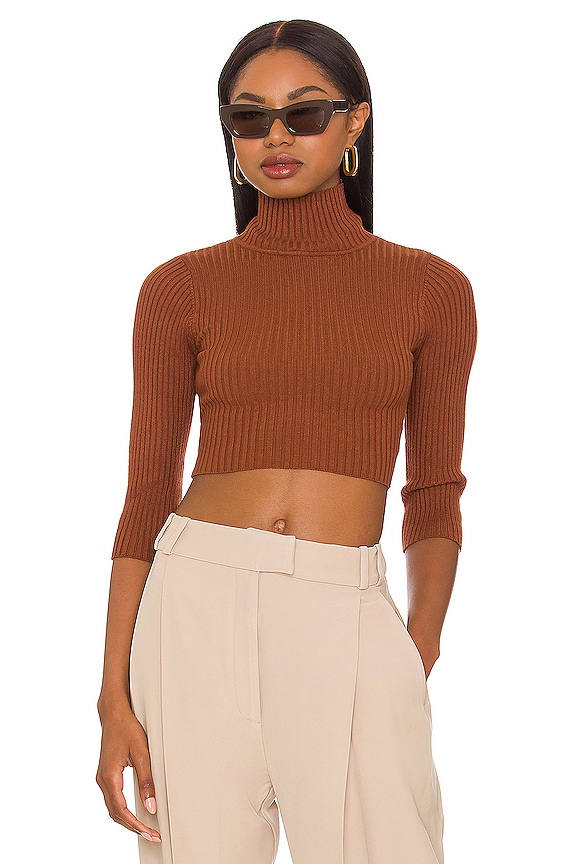 view 1 of 4 Milenka Crop Sweater in Brown