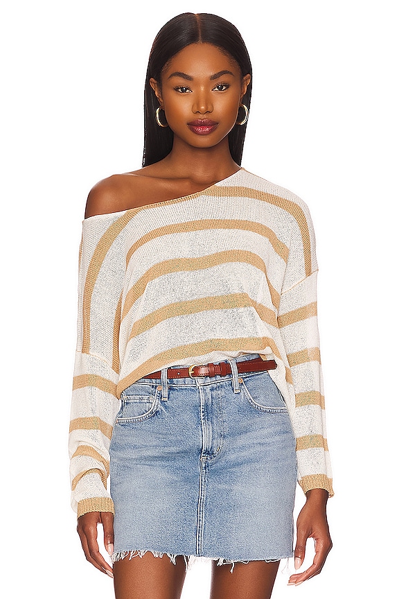 superdown Adriana Knit Sweater in Taupe & White | REVOLVE