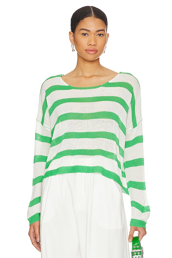 view 1 of 4 Adriana Knit Sweater in Green & White