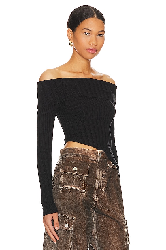 view 2 of 5 Regina Off Shoulder Sweater in Black