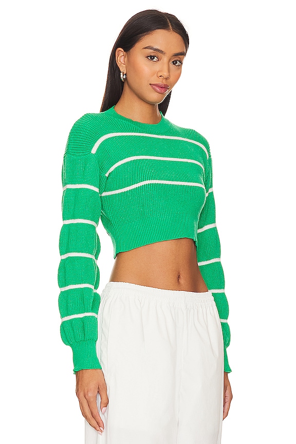 view 2 of 4 Sophia Stripe Sweater in Green & White
