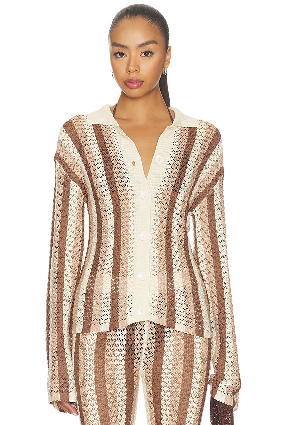 view 2 of 5 GILET FRANCIE in Neutral Stripe
