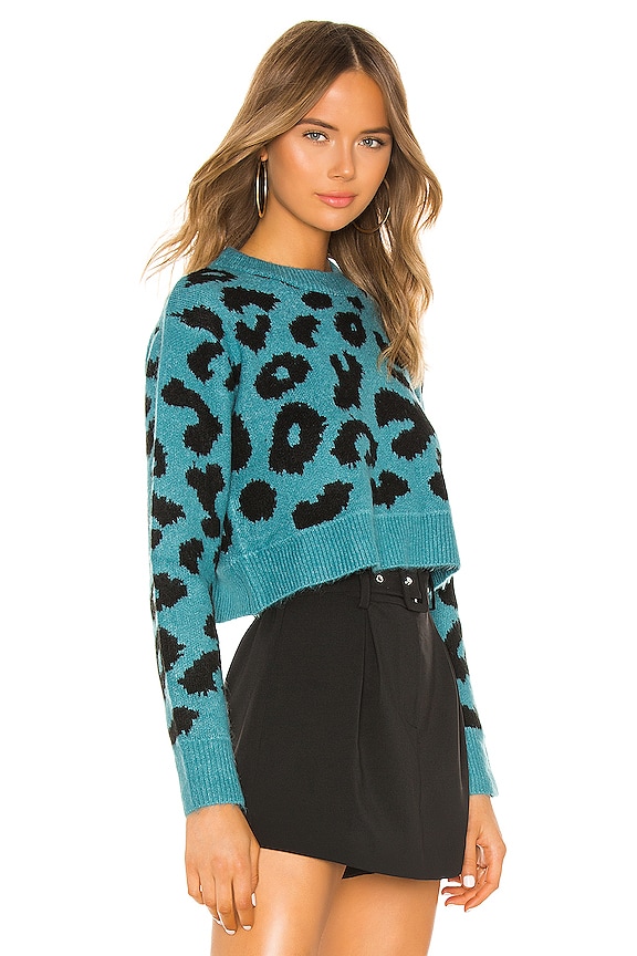 view 2 of 4 Veronica Cropped Leopard Sweater in Teal