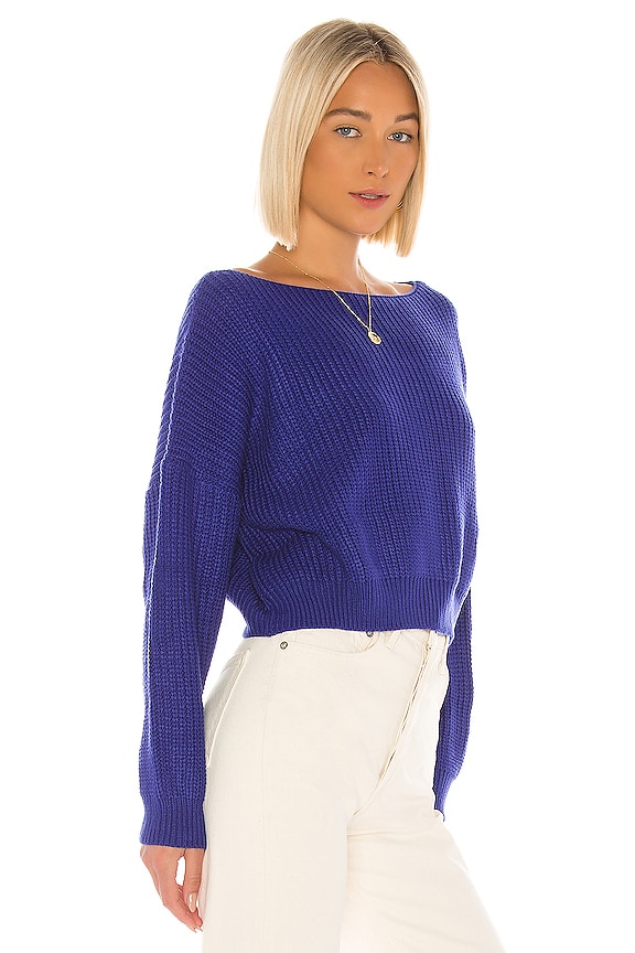 UN3D. COVER SHOULDER KNIT /ブルー V Neck Bandage Knit Bodysuit | Karen Millen