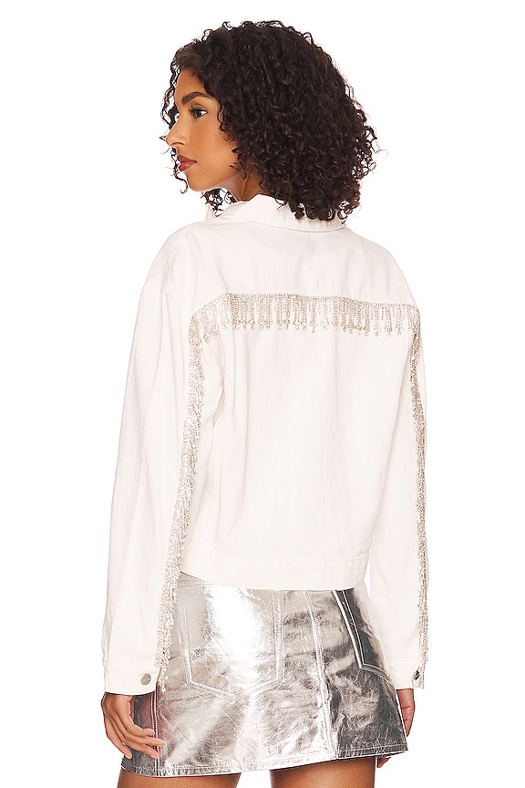 view 1 of 5 Raya Rhinestone Fringe Jacket in White