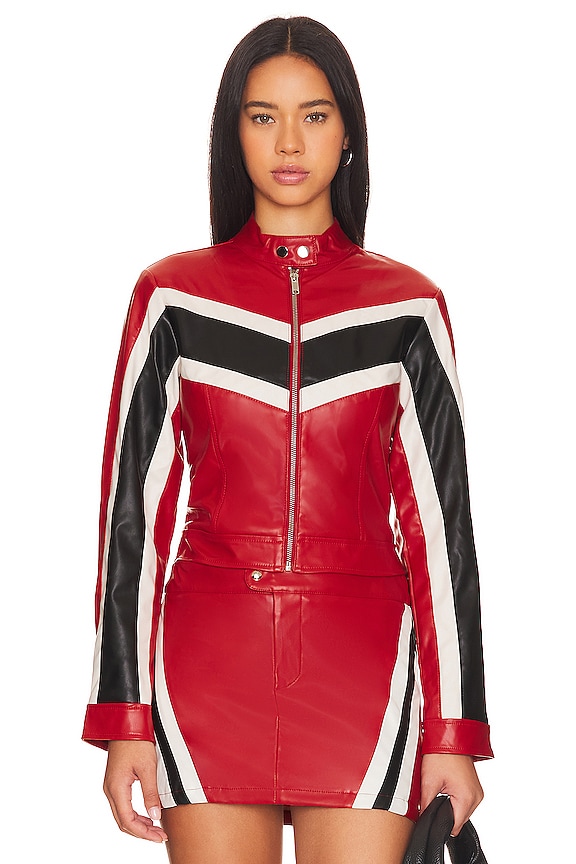 view 2 of 5 Jackie Faux Leather Moto Jacket in Red