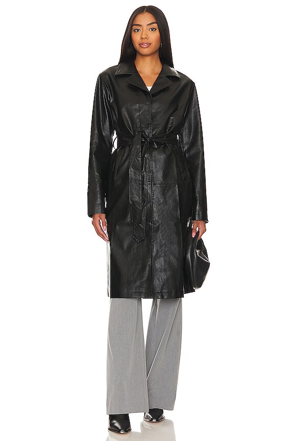 view 2 of 4 Viktoria Faux Leather Coat in Black