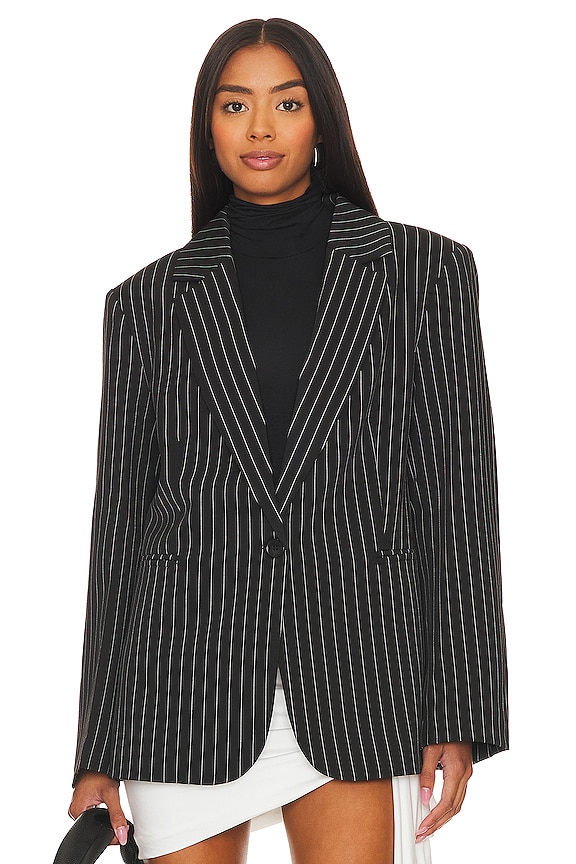 view 2 of 6 Tiffany Pinstripe Blazer in Black Pinstripe