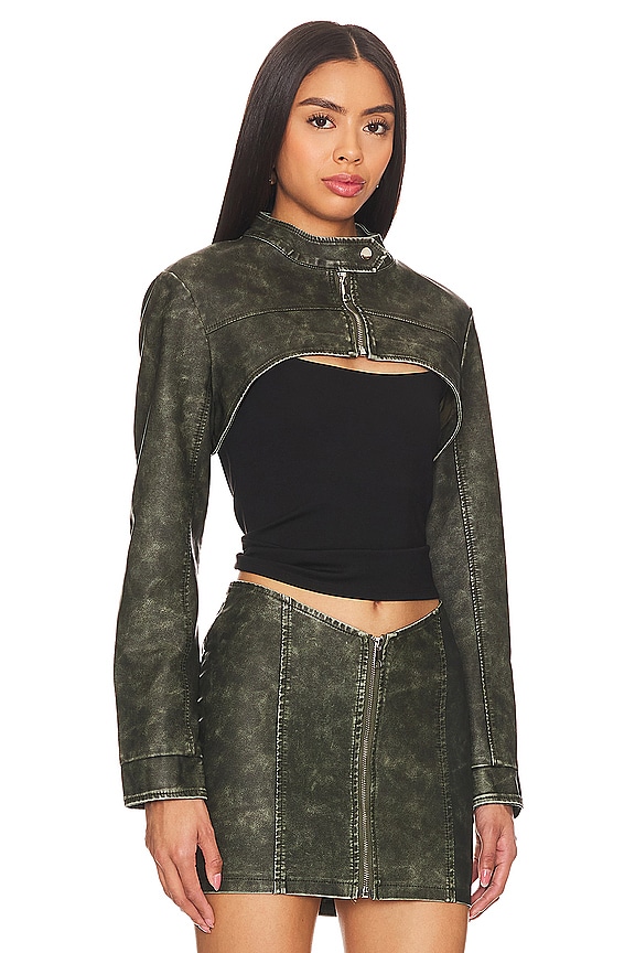 view 2 of 4 Lupita Faux Leather Jacket in Dark Green