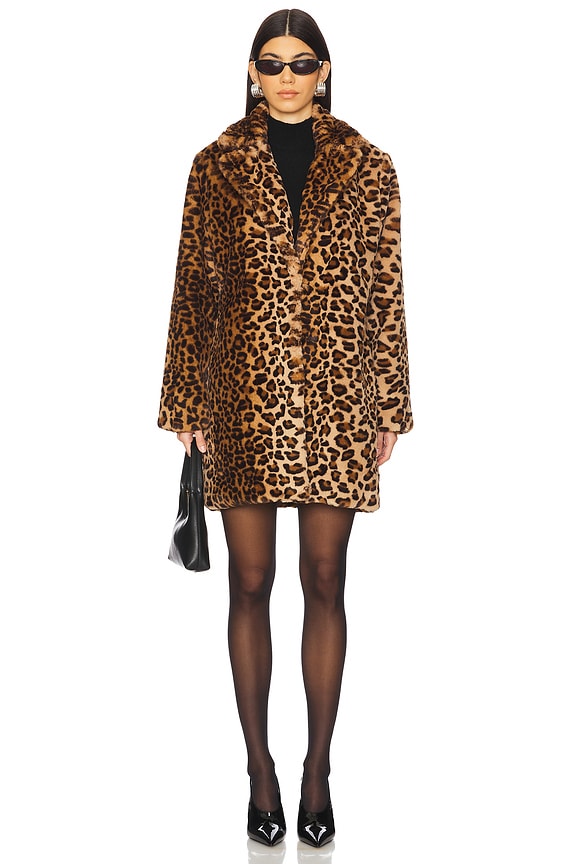 view 2 of 4 Raina Faux Fur Coat in Brown Leopard