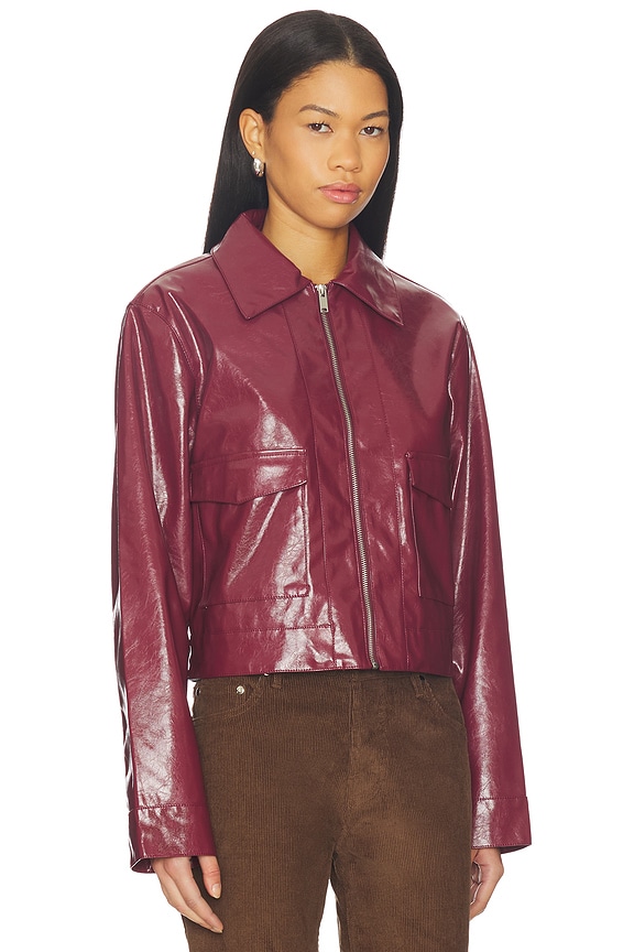 view 2 of 4 Leighton Faux Leather Jacket in Wine