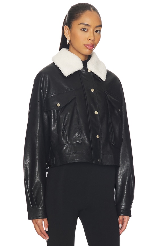 Colette Faux Leather Jacket in Black View 3 of 5