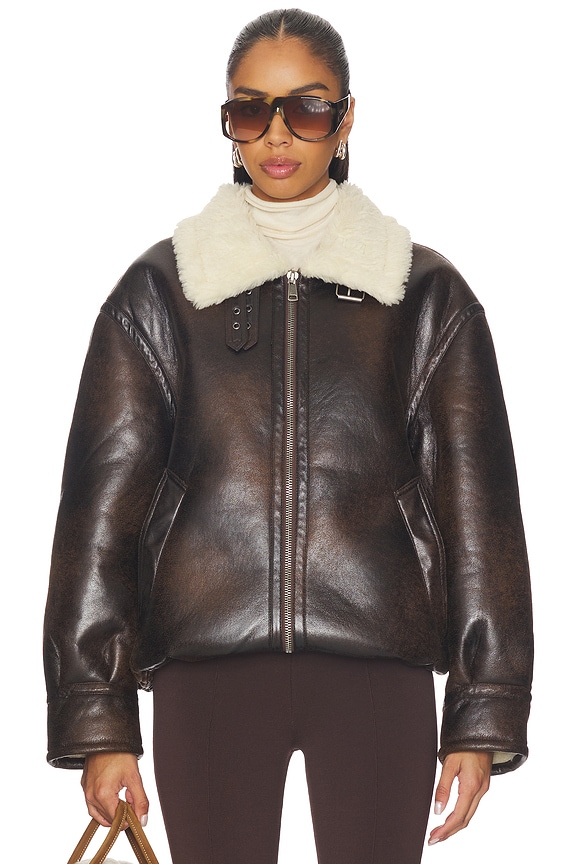 view 2 of 5 Georgiana Faux Leather Jacket in Brown