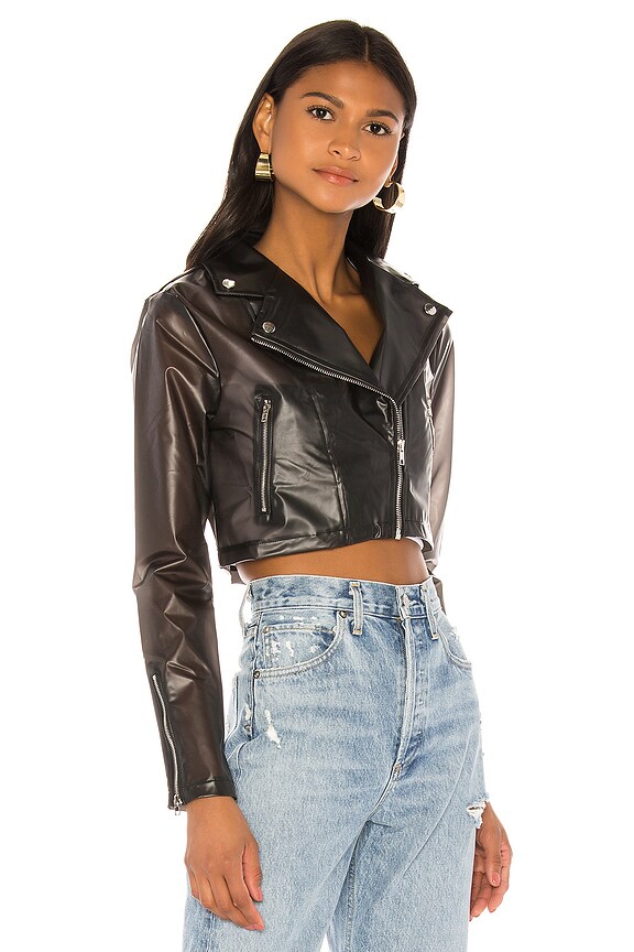 view 2 of 4 Sloane Cropped Moto Jacket in Black Smoke