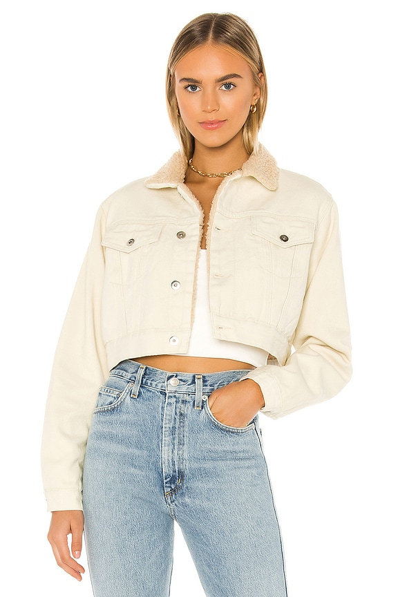 view 1 of 4 Madena Cropped Sherpa Jacket in White