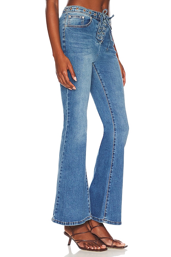 view 2 of 4 Britney Lace Up Pant in Blue Wash