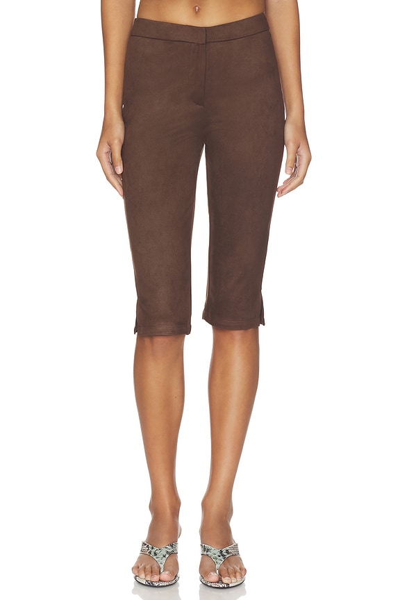 view 1 of 6 Ayla Faux Suede Capri in Brown