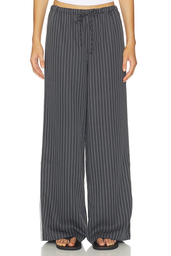 view 2 of 6 Merritt Drawstring Pant in Grey & White Stripe