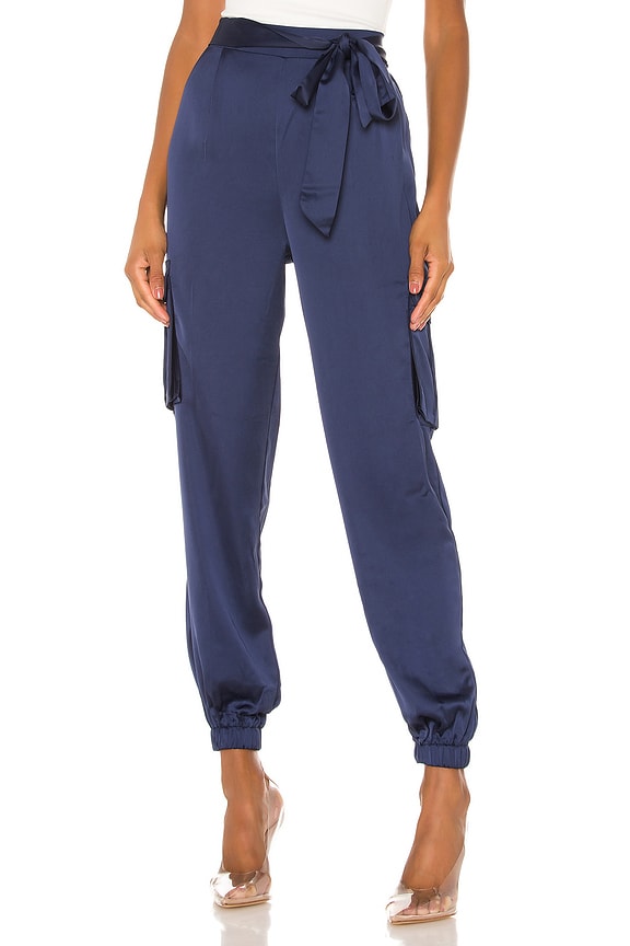 view 1 of 4 Rachel Satin Cargo Pants in Navy