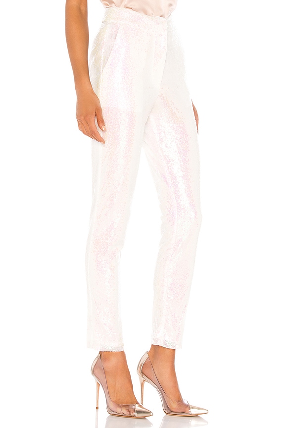 view 2 of 5 Aviana Flat Front Trouser in White Sequin