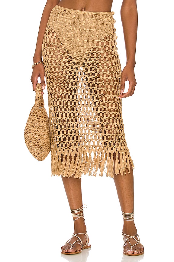 view 1 of 5 Misty Crochet Midi Skirt in Sand