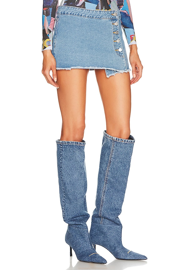 view 2 of 4 Jadea Buttoned Mini Skirt in blue