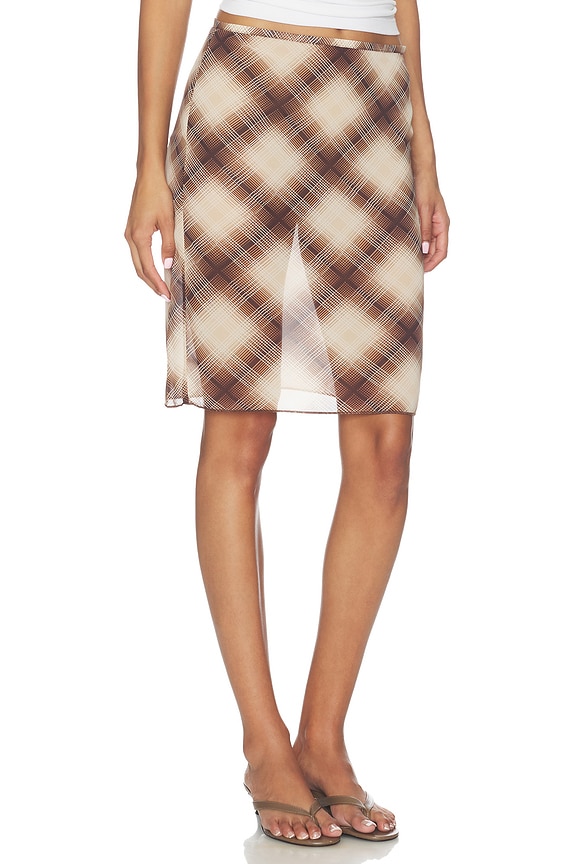 view 2 of 6 Rylan Skirt in Brown Plaid