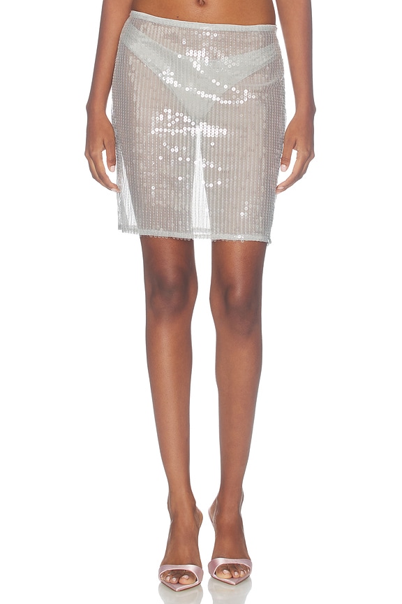view 2 of 7 Makayla Midi Skirt in Silver Sequin