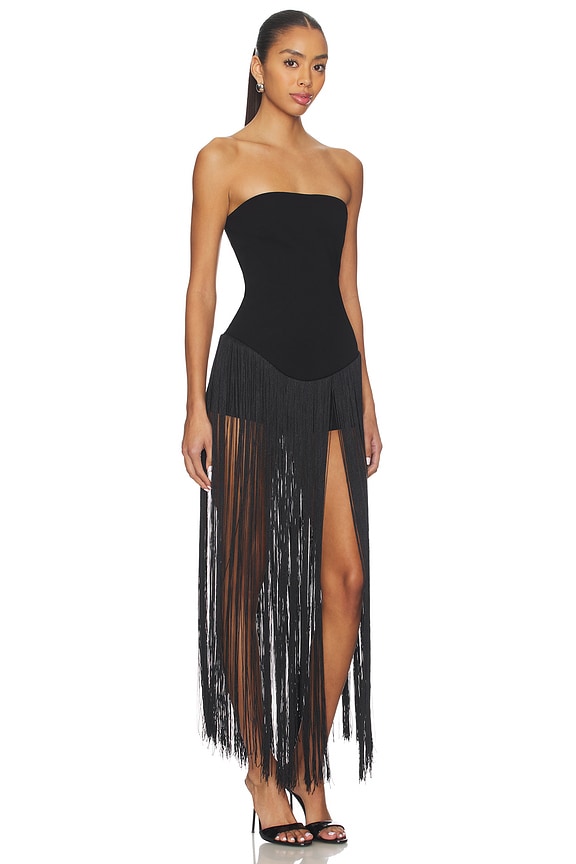 Tea Fringe Romper in Black View 3 of 4