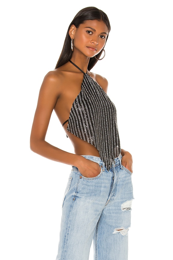 view 2 of 5 TURN UP 하이넥 크롭탑 in Black & Silver