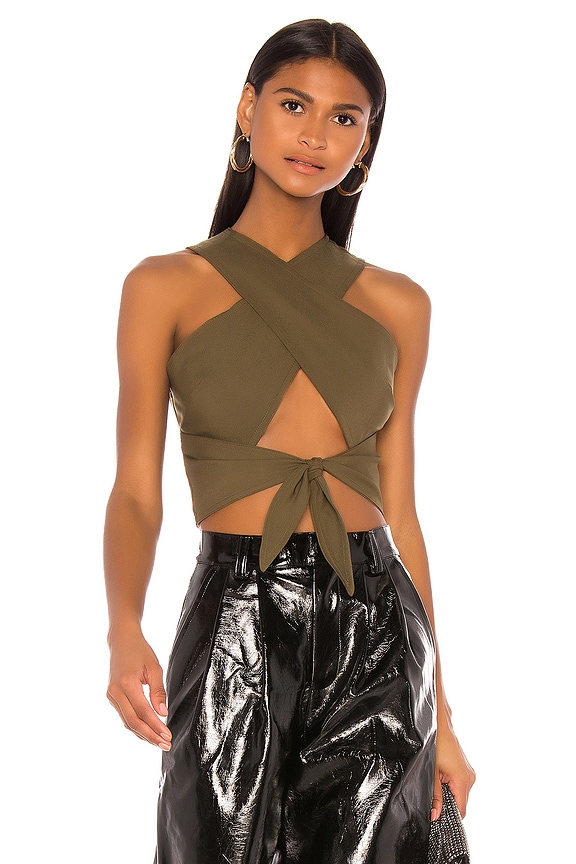 view 1 of 4 Cambria Cross Crop Top in Olive
