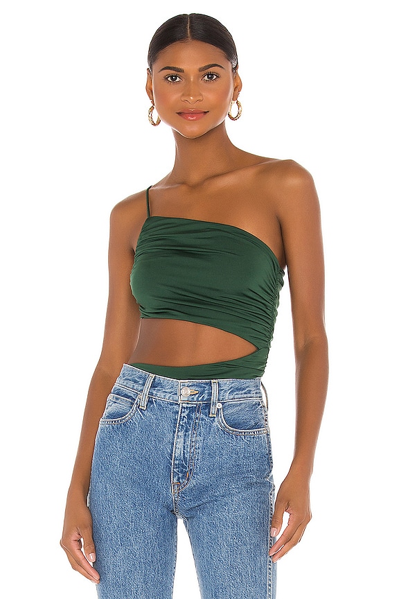 view 1 of 5 Veronica Cut Out Bodysuit in Forest Green