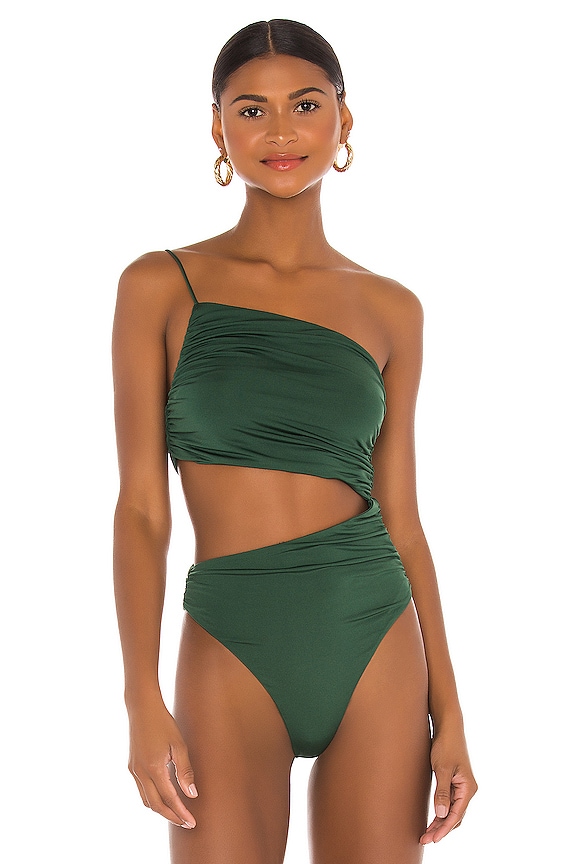 view 2 of 5 Veronica Cut Out Bodysuit in Forest Green