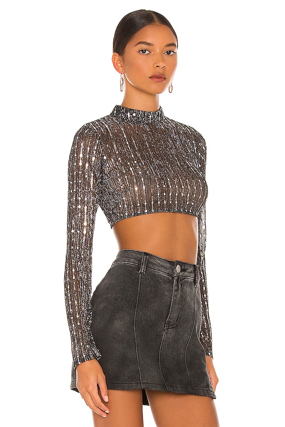 view 2 of 5 Sia Crop Top in Black Metallic