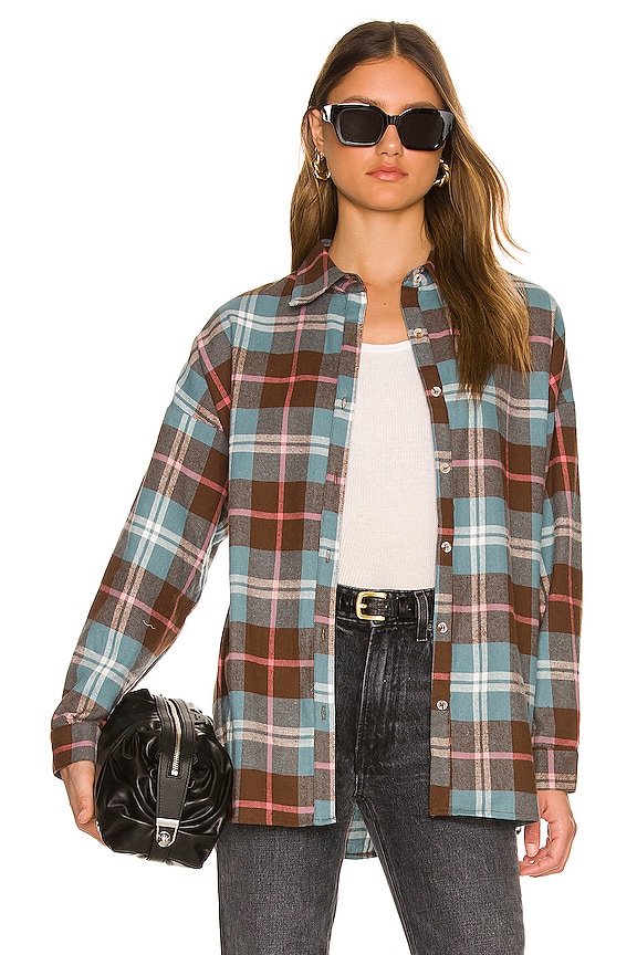 view 1 of 4 Flora Button Up Top in Blue Multi