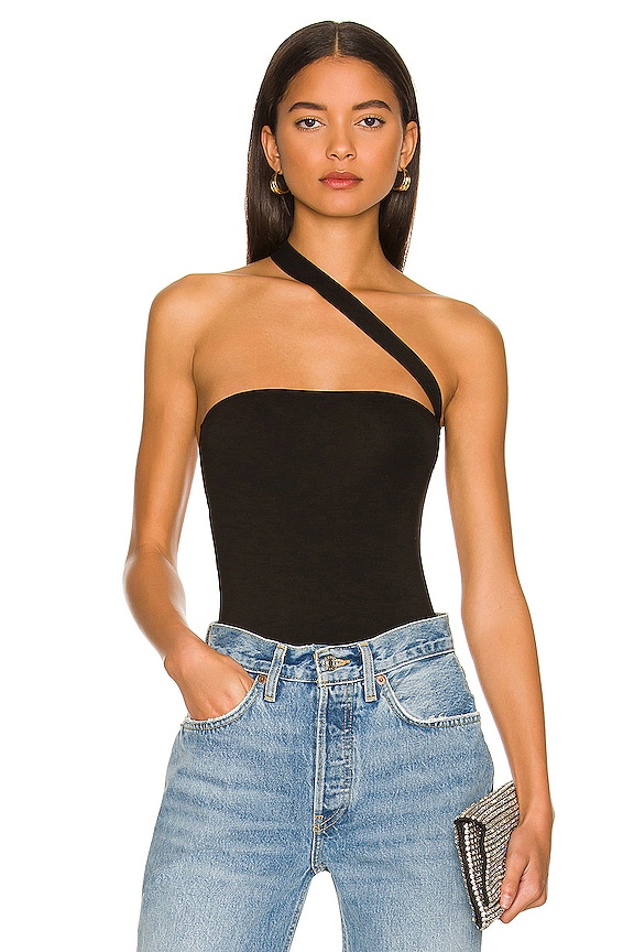 view 1 of 5 Rony Asymmetrical Bodysuit in Black