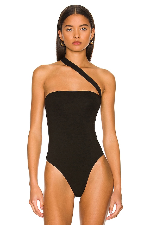 view 2 of 5 Rony Asymmetrical Bodysuit in Black