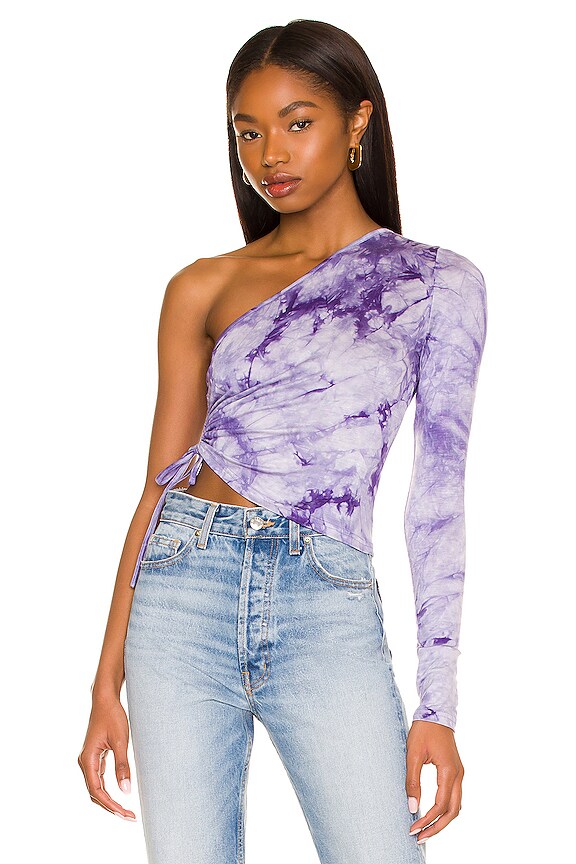 view 1 of 5 Ember One Shoulder Top in Purple Tie Dye