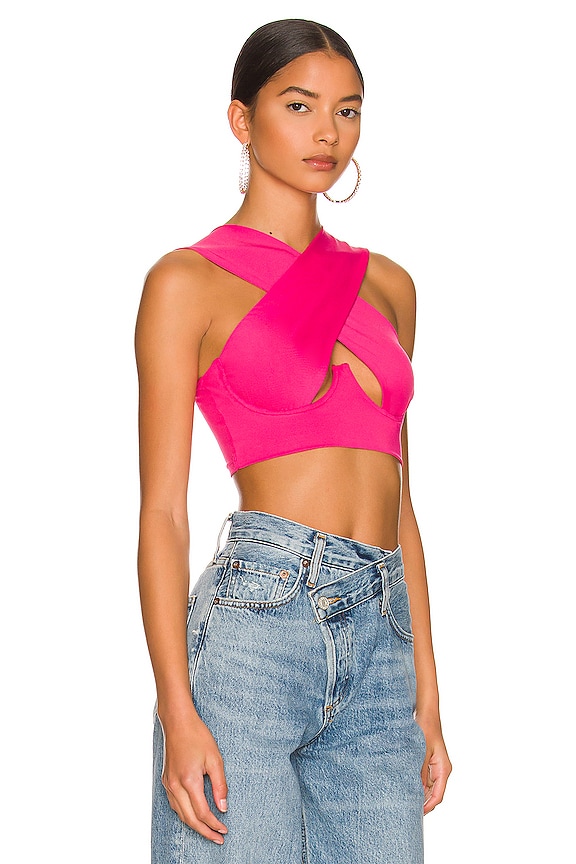 view 2 of 4 Kacie Cross Over Top in Hot Pink