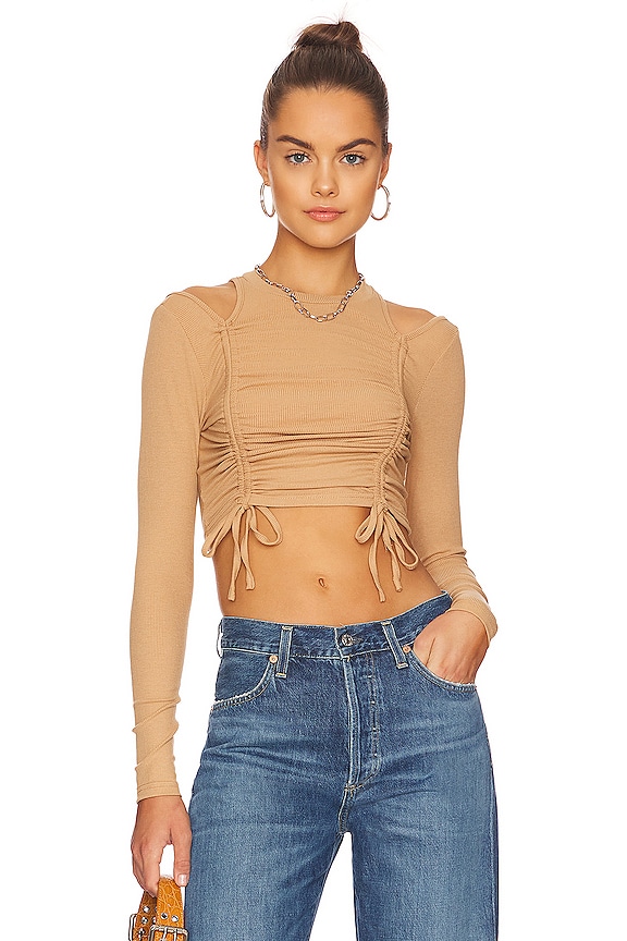 view 1 of 4 Andi Ruched Top in Tan