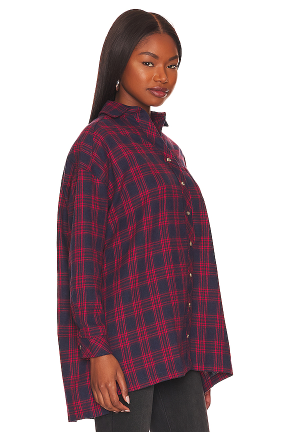view 2 of 4 Audriana Oversized Flannel Top in Red