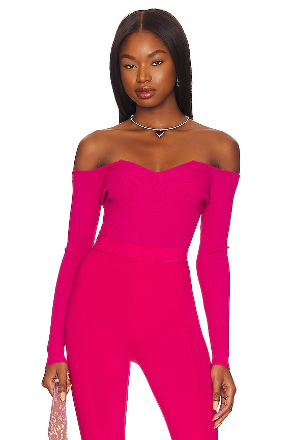 view 1 of 5 Ashton V Neck Bodysuit in Fuchsia