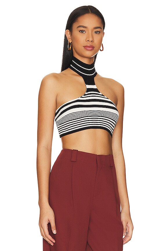 view 2 of 4 Kiara Backless Crop Top in Black & White Stripe