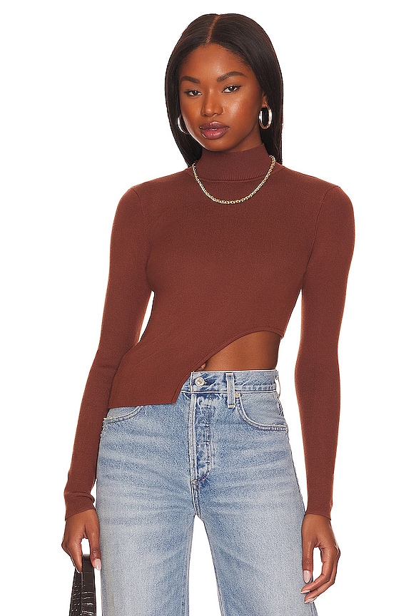 view 1 of 4 Shayna Asymmetrical Top in Brown