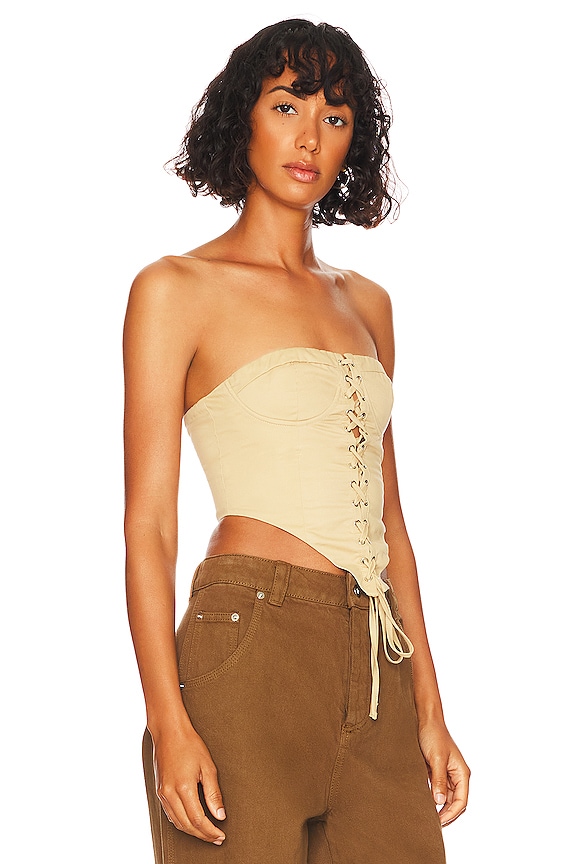 view 2 of 4 Ashlyn Lace Up Top in Beige
