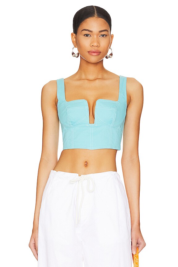 view 1 of 5 Serina Crop Top in Aqua Blue