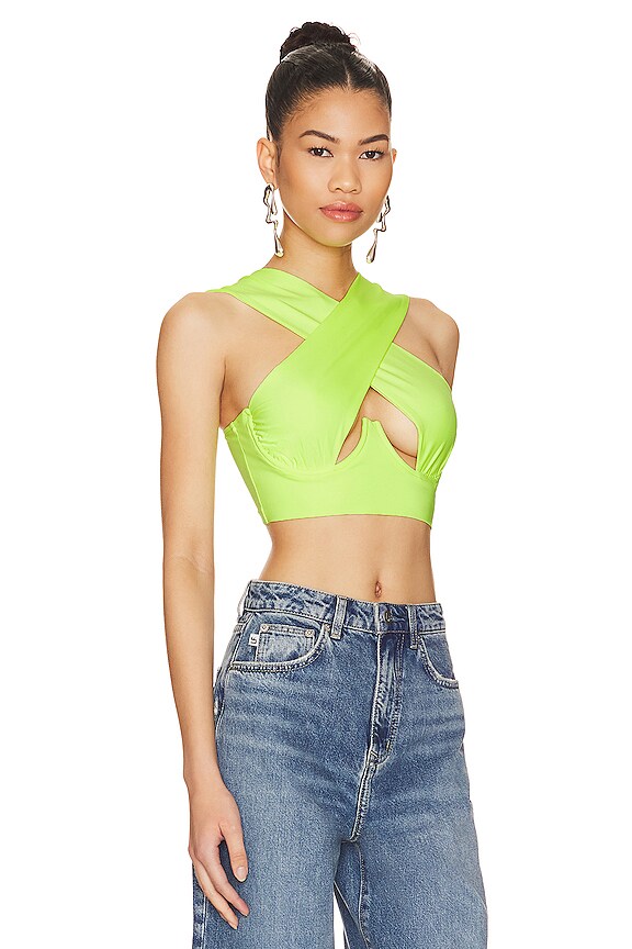 view 2 of 4 Kacie Cross Over Top in Highlighter