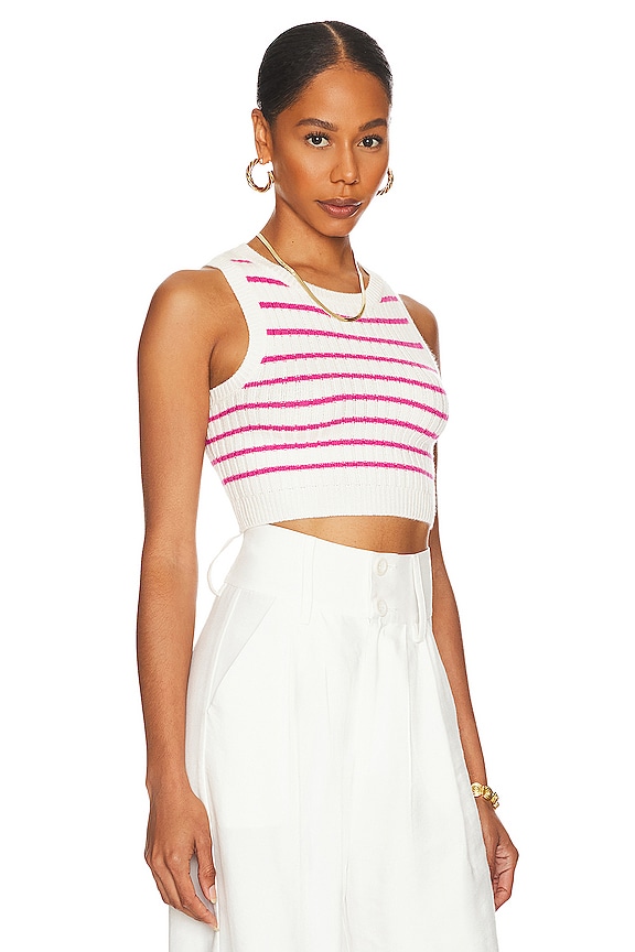 view 2 of 4 Phoebe Ultra Crop Vest in White & Pink
